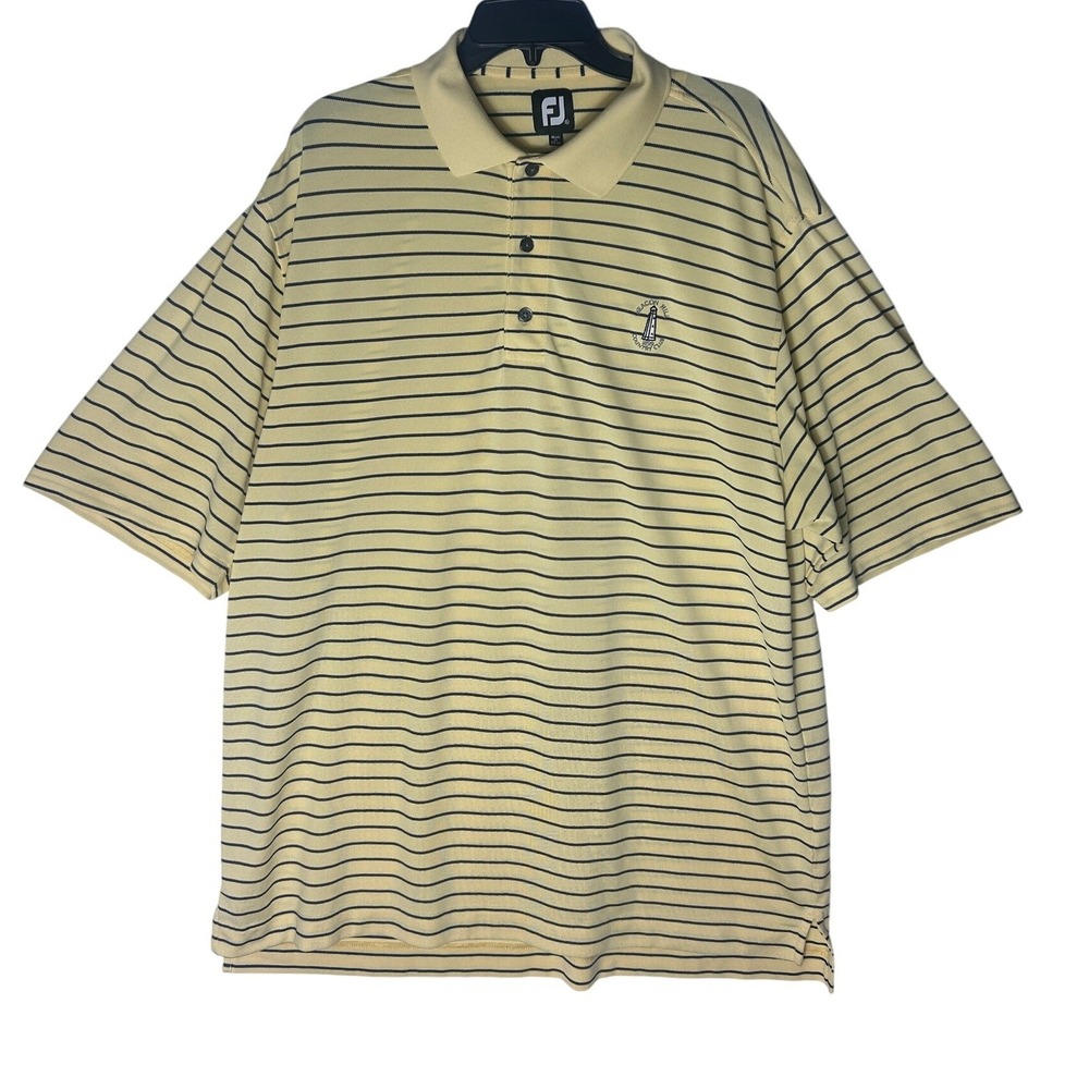 FootJoy Mens XL Yellow Striped Beacon Hill Country Club Performance Golf Polo